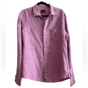 Untuckit Shirt Mens Sz M Pink 100% Linen Wrinkle Resistant Button Down Slim Fit